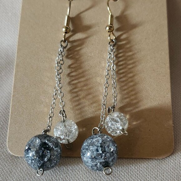 Sparkling Double Chain Dangle Earrings - Picture 1 of 3